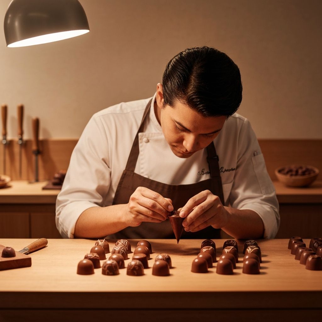 Artisan chocolatier at work